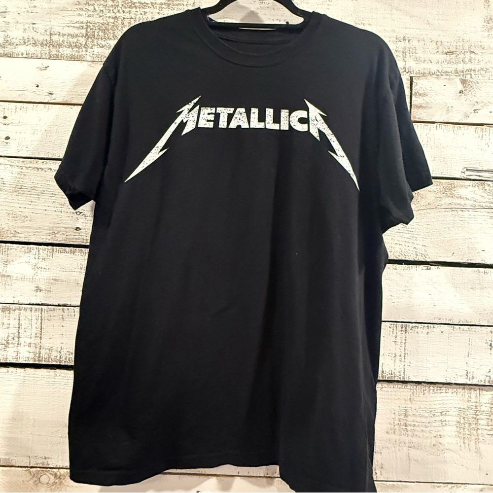 Metallica Shirt Mens largeBlack Spell Out Heavy Metal Music Rock Retro READ